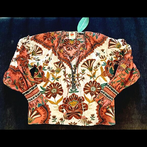 NWT Farm Rio Riad Botanical Blouse XS - Picture 3 of 6